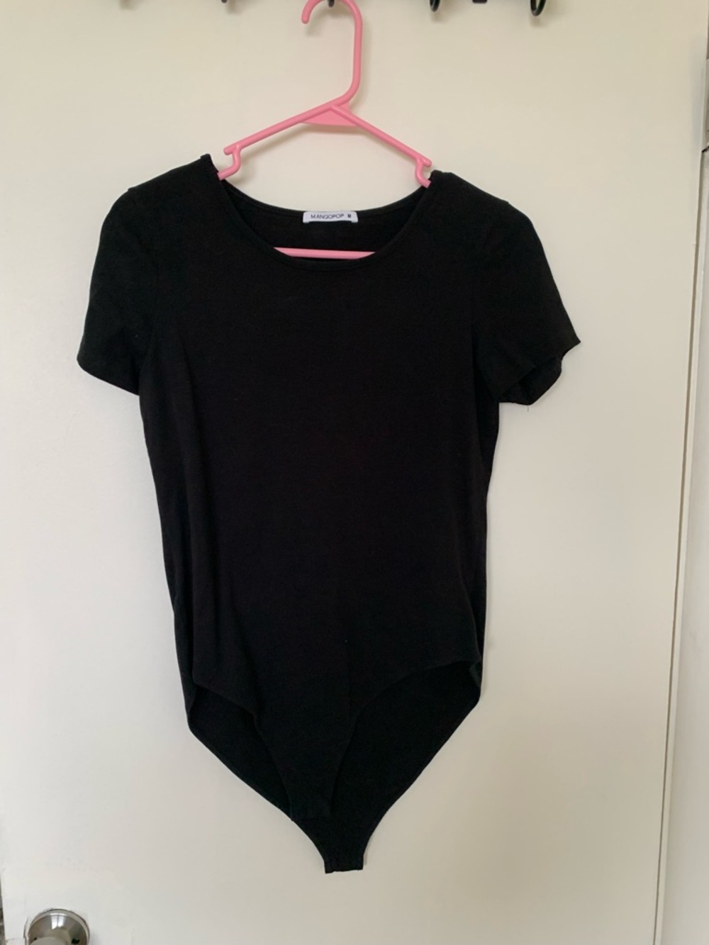 Mango Black Short-Sleeve Crewneck Bodysuit